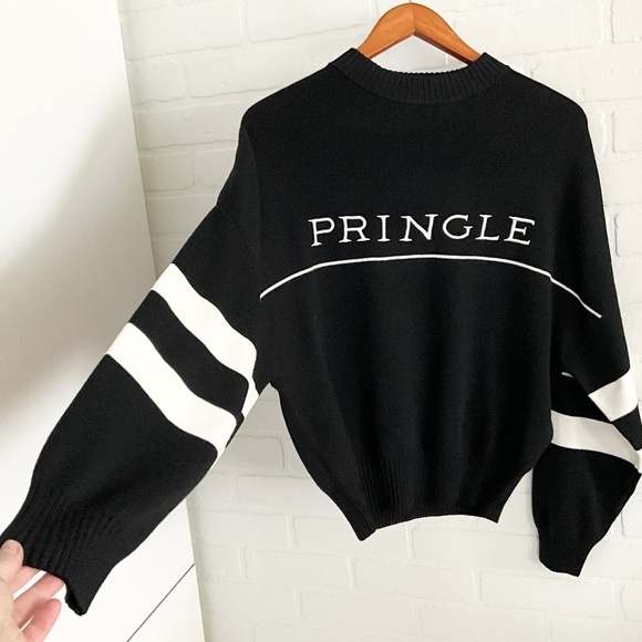 H&M x Pringle of Scotland Knit Sweater Blokettecore Black white S oversized - Picture 7 of 15